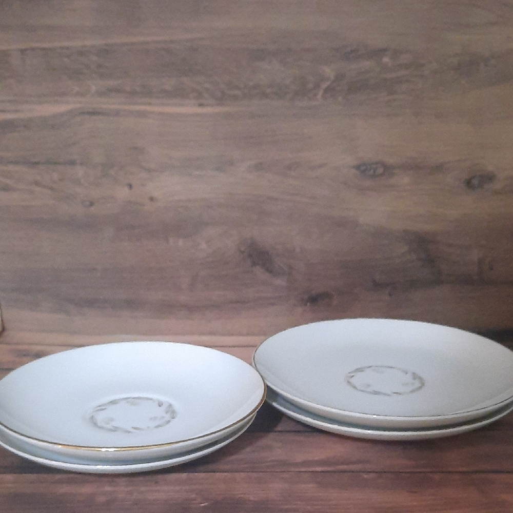 4 Pc Vintage Golden Fantasy Pattern Saucers with Gold Accent.